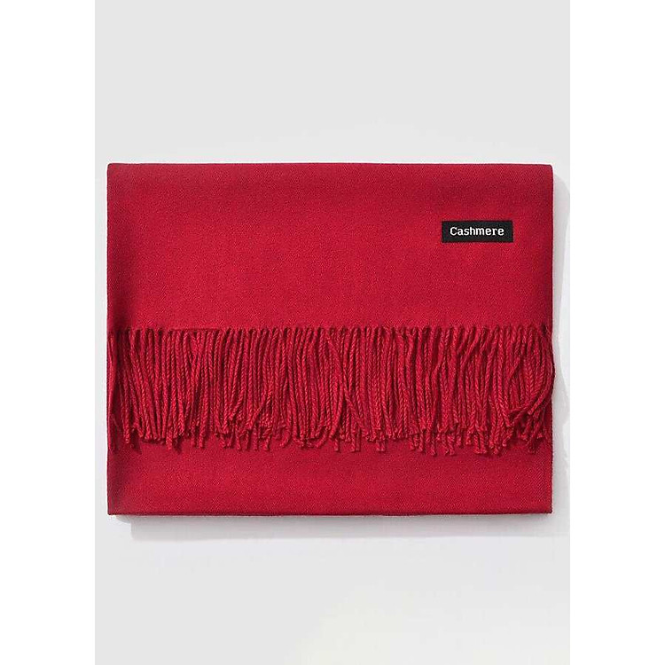 Khăn Choàng Cổ Len Dạ Màu Đỏ Trơn - Cashmere - 200x60cm - Mã KC082