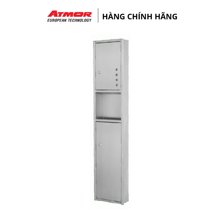 Tủ Đựng Giấy Vệ Sinh Kết Hợp Hộc Đựng Rác (Inox) Cao Cấp Âm Tường ATMOR TD-8334S (HÀNG CHÍNH HÃNG)
