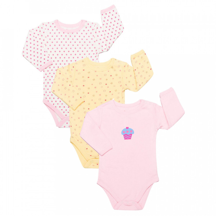 Set 3 Bộ Body Dài Tay Cho Bé Gái LullabyBaby NH19-12 - Vàng