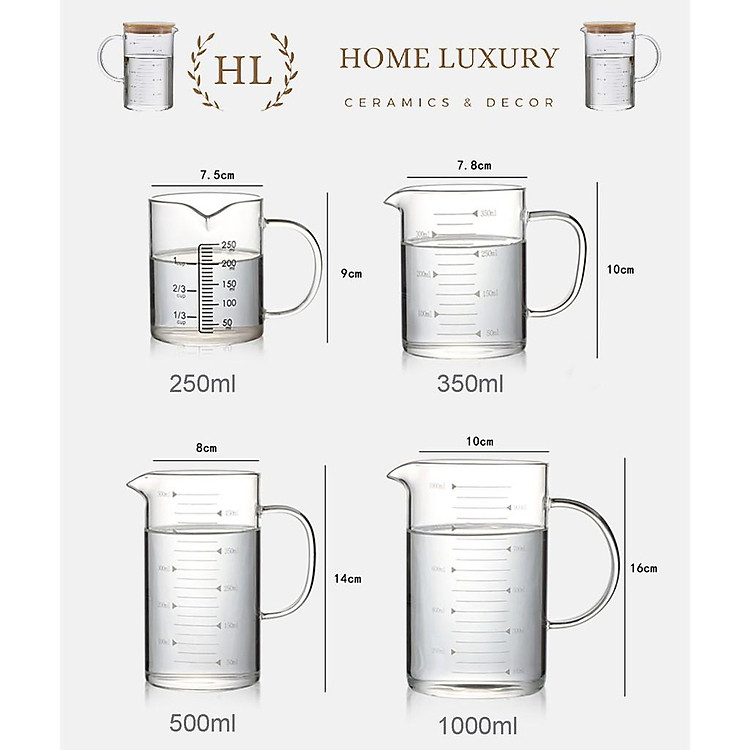 Ca Đong Thủy Tinh Định Lượng Kèm Nắp Gỗ Tre (250ml) - Ảnh 2