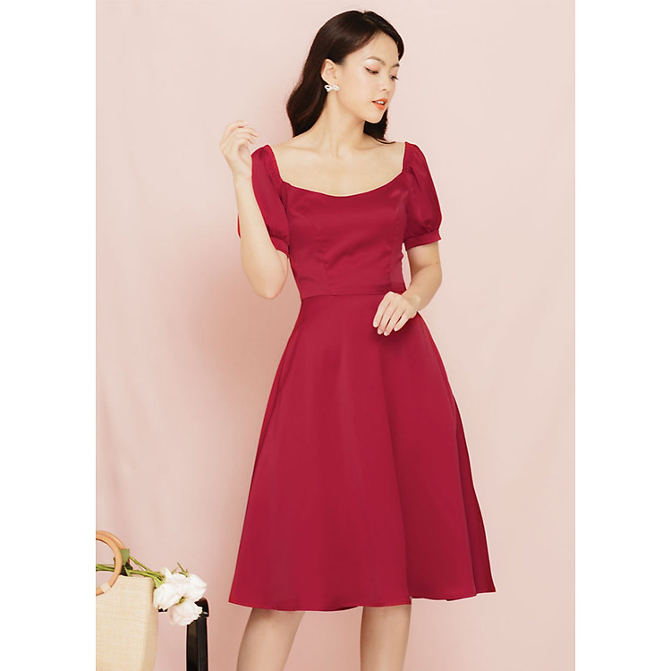 Đầm Nữ Lụa In Tay Phồng Gumac MS11917