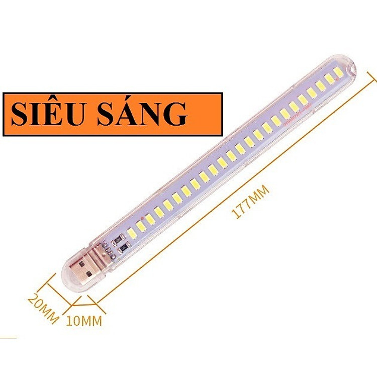 Thanh đèn LED mini 24 bóng 5V 12W siêu sáng cổng cắm USB thích hợp để bàn học, đọc sách đầu giường