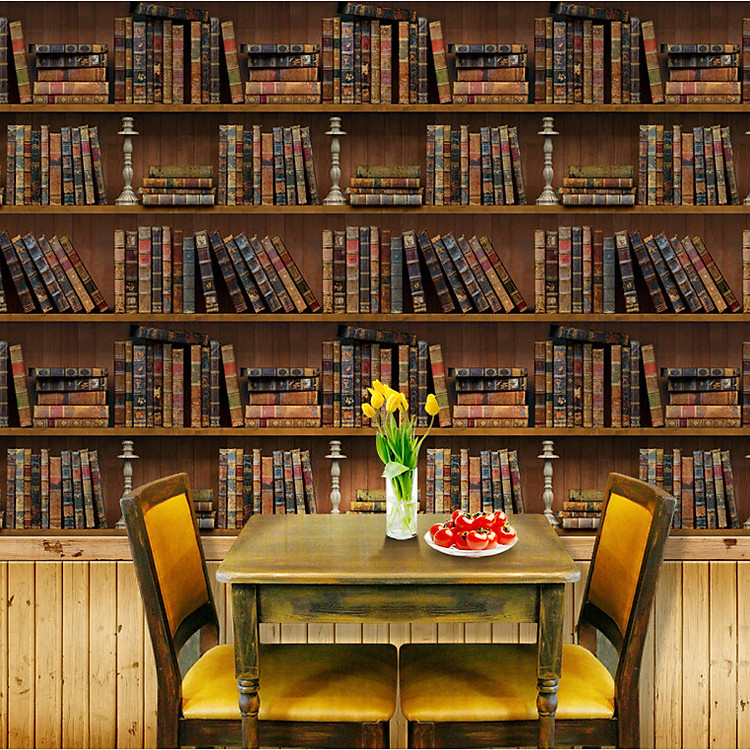 Cuộn 5 Mét Decal Giấy Dán Tường Giả Kệ Gỗ 3D (5 Mét Dài x 0.45 Mét Rộng)