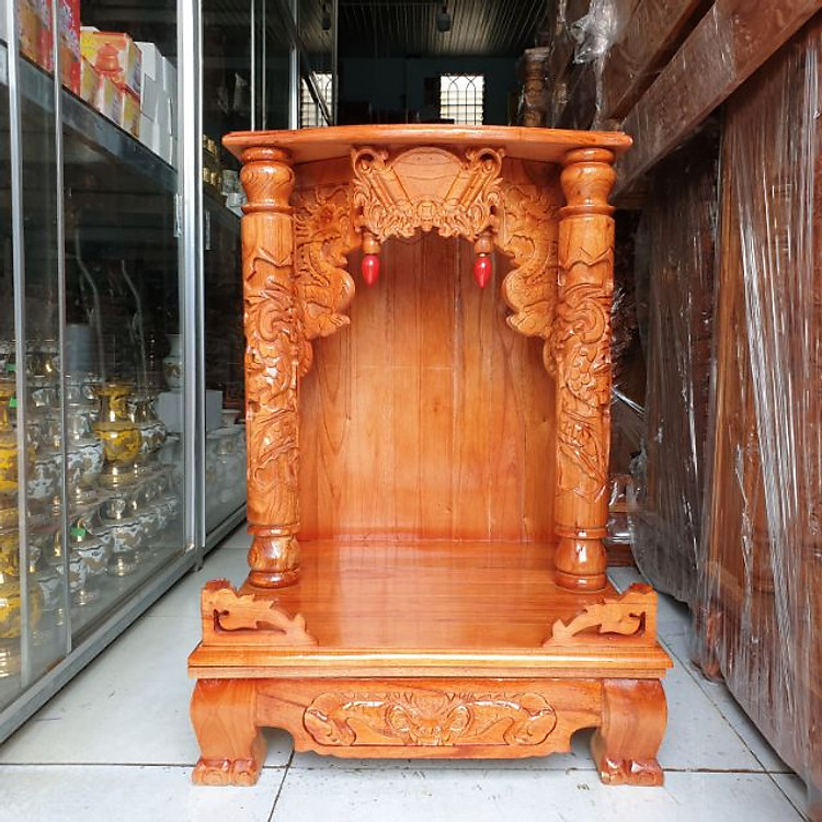 Bàn thờ thần tài ông địa gỗ xoan ngang 42 quỳ trụ