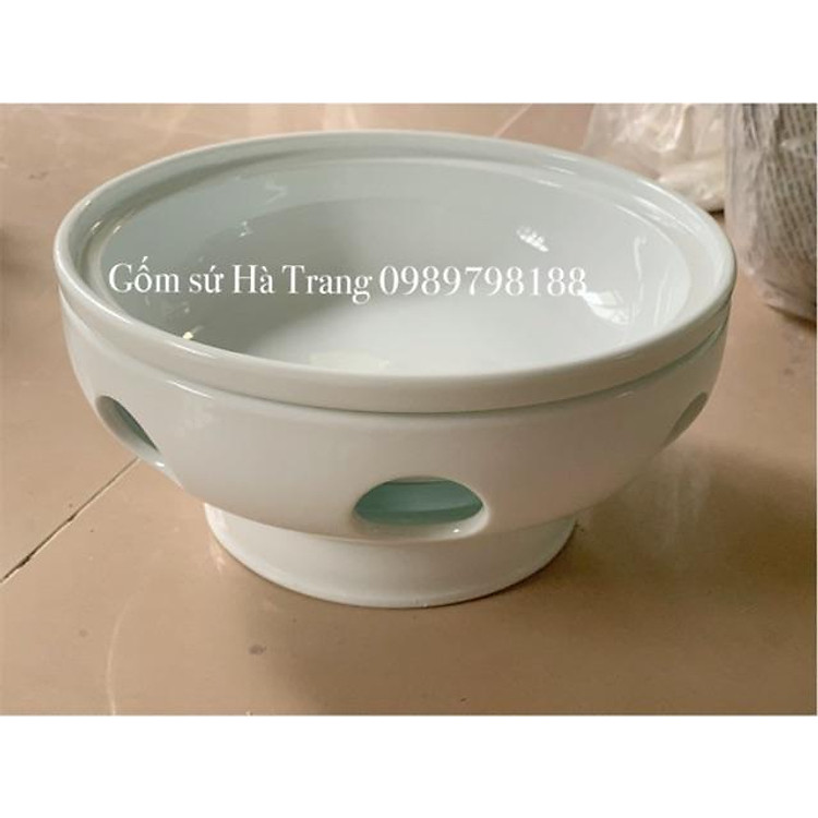 Bát hâm nóng đồ ăn size 1 đường kính 24cm gốm sứ Bát Tràng cao cấp