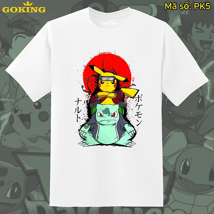 Áo thun in hình PikachuRuto siêu đẹp, mã PK5. Áo phông in hình pokemon cao cấp cho trẻ em, bé trai, bé gái và teen nam nữ