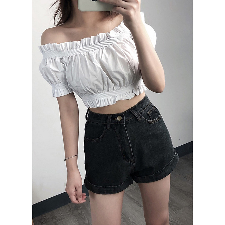 Áo Croptop Nữ Ôm Tay Ngắn Trễ Vai