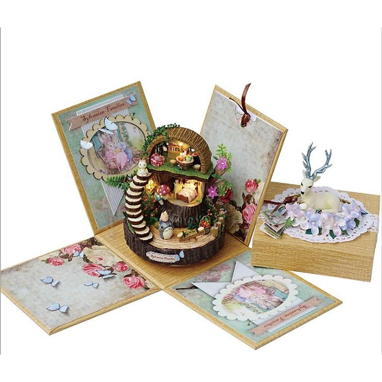 Hộp quà mô hình Cute Room - ngôi nhà búp bê TOTORO và thỏ trắng