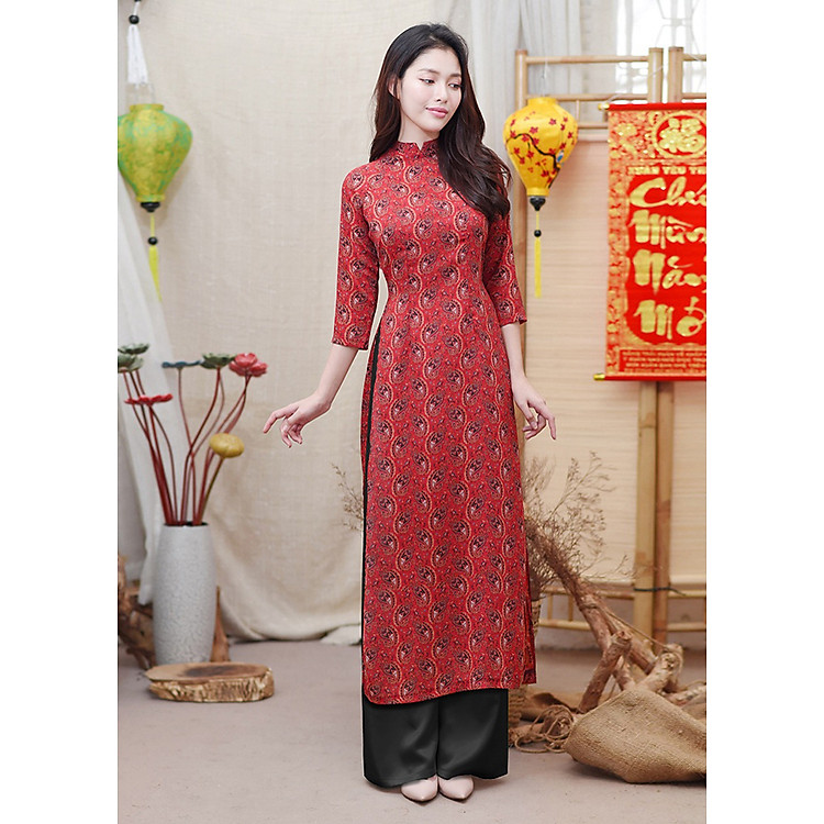 Set Áo Dài Nữ Họa Tiết Kèm Quần Dài