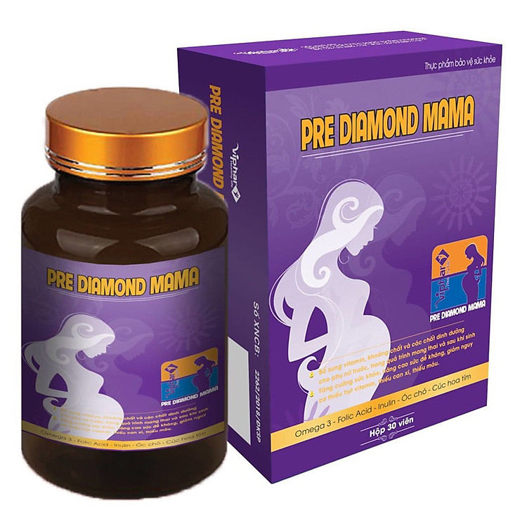 Bổ bà bầu pre diamond mama - Hộp 30 viên, vinaphar