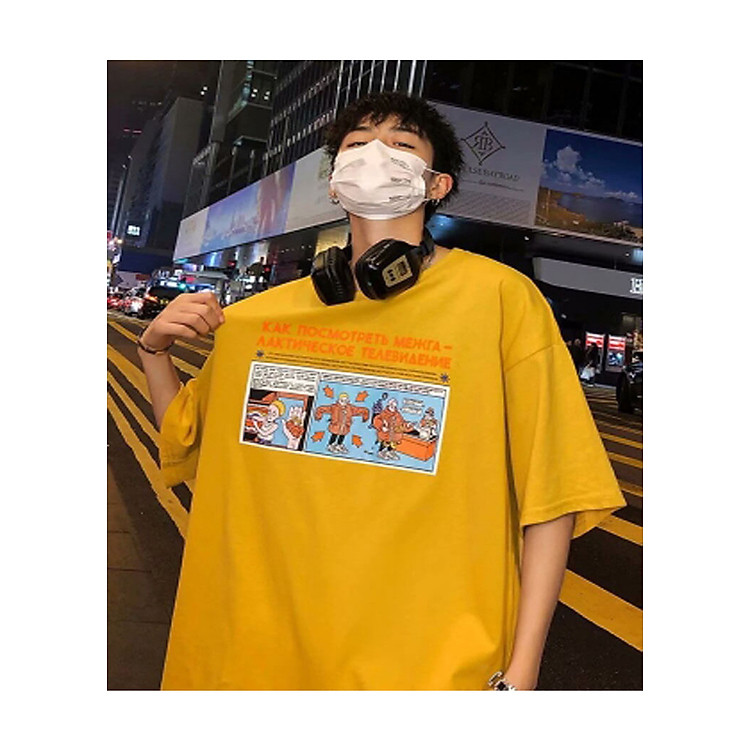 Áo T-shirt nam, cộc tay, hình ngộ nghĩnh, tay lỡ, phong cách Hàn Quốc, dễ kết hợp, phù hợp cho mùa hè TA178