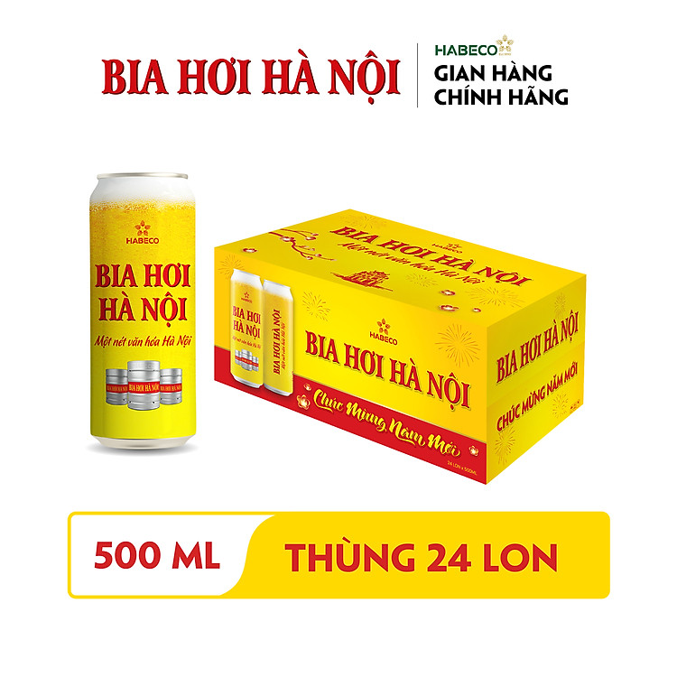 Bia Hơi Hà Nội - Thùng 24 lon 500ml - Phiên bản Tết 2026