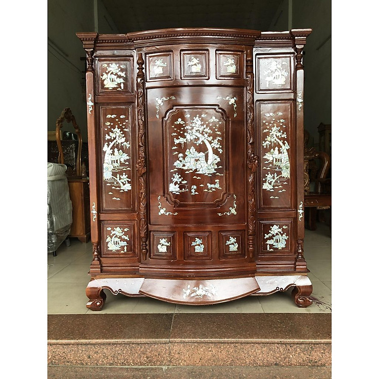 Tủ thờ căm xe 4 chân khảm trai