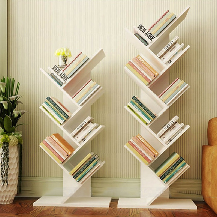 Kệ đựng sách vở hình xương cá 7 tầng, chất liệu Gỗ ép công nghiệp, gồm 3 màu TRẮNG - ĐEN - VÂN GỖ VÀNG. Hàng tự lắp ráp, dễ dàng đóng gói và vận chuyển