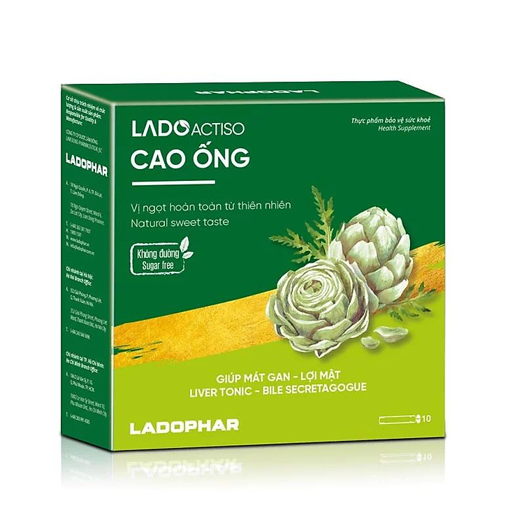 Cao ống Atiso Ladophar không đường Hộp 10 ống 10ml Giúp mát gan, lợi mật, hỗ trợ tăng cường chức năng gan, giúp cải thiện quá trình tiêu hóa do chức năng gan kém tặng 1 túi trà