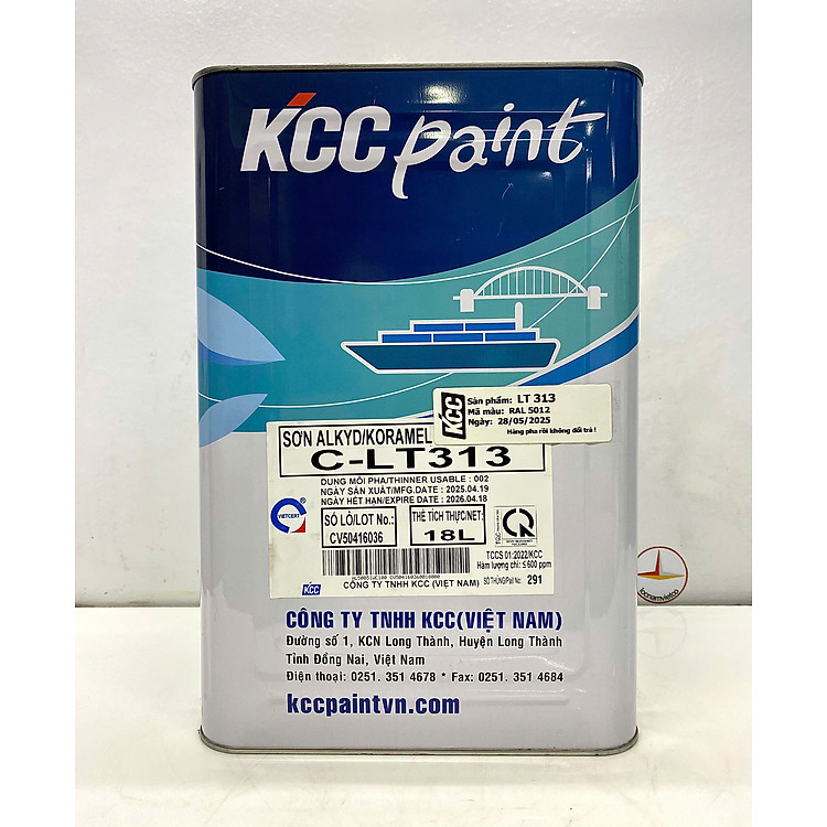 Sơn Alkyd KCC LT313 Base C màu xanh RAL 5012 _18L