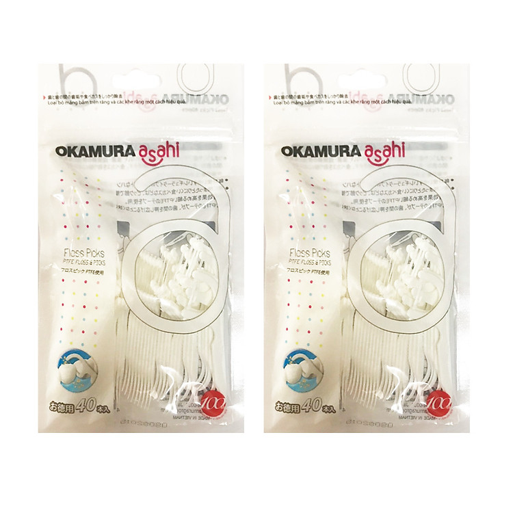 Combo 2 Bịch Tăm chỉ nha khoa Okamura Bịch 40P (Bịch 40 cây*2)