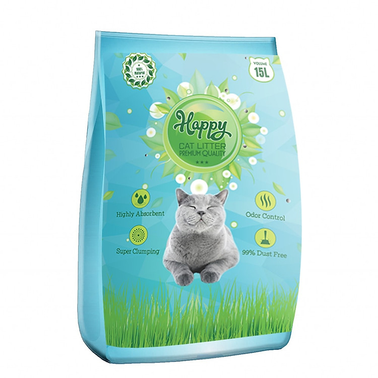 Cát Vệ Sinh Happy Cat Hương Nhài 15L - Tinh Chất Than Hoạt Tính Và Zeolite Cao Cấp