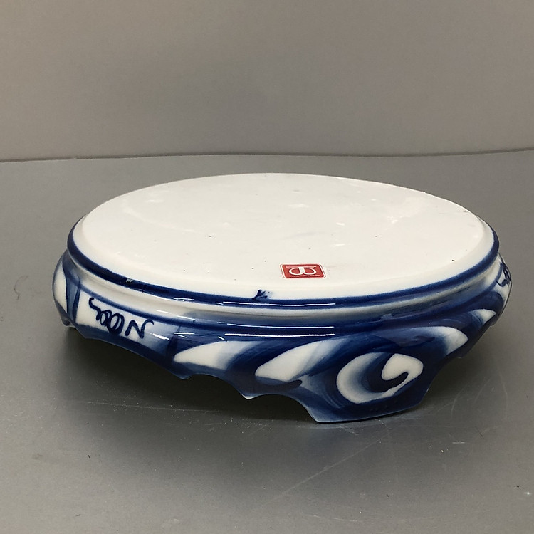 Đế bát nhang bằng gốm sứ xanh lam