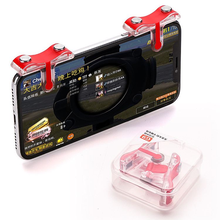 Bộ 2 Nút Bấm Chơi Game Bắn Súng PUBG, ROS Dòng G9 Cảm Ứng Nút Thép Đỏ Trên Điện Thoại