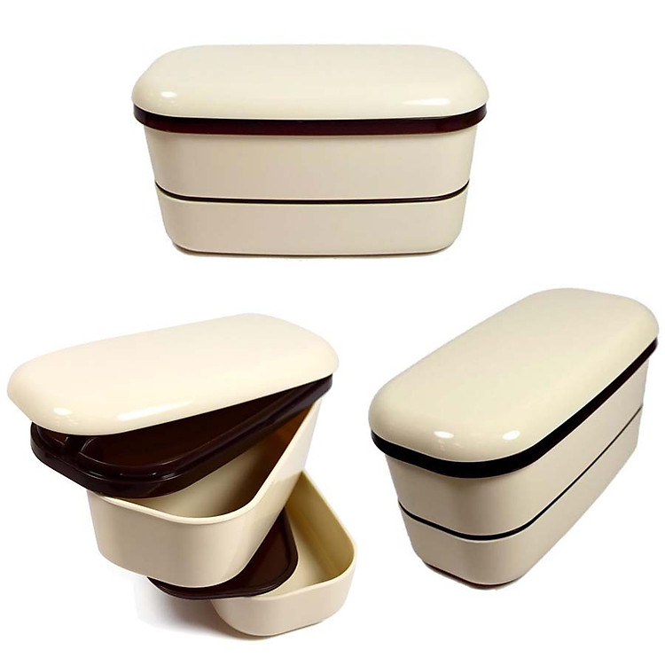 Bộ 3 hộp cơm mang đi làm dành cho sinh viên tiện dụng (Màu trắng) - Nội địa Nhật Bản
