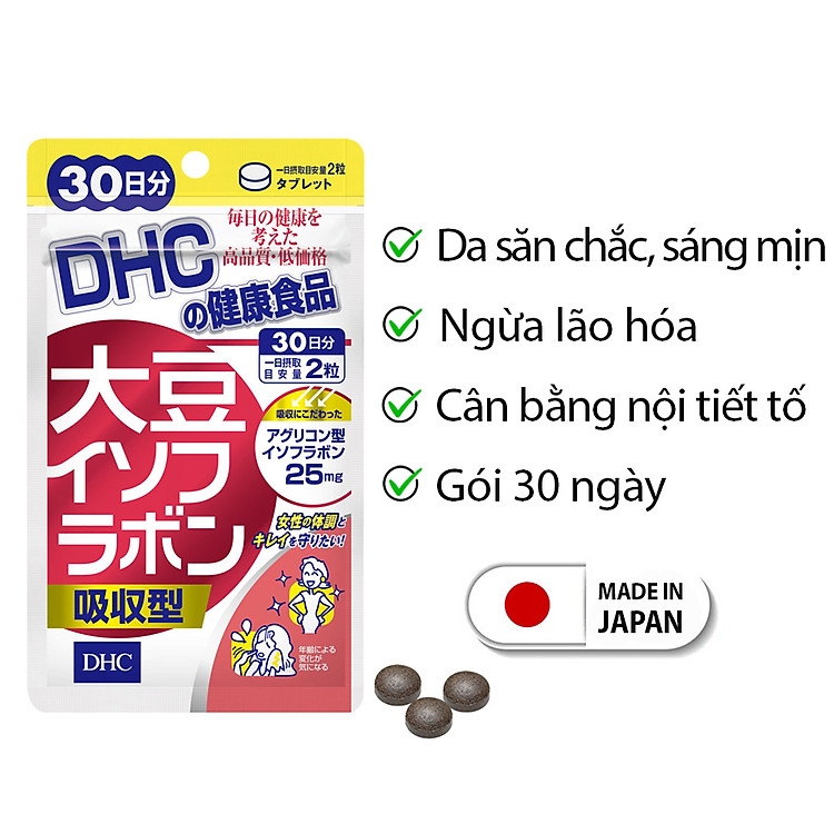 Viên uống mầm đậu nành DHC Nhật Bản chống lão hóa da và cân bằng nội tiết tố nữ 30 ngày JN-DHC-SOY30