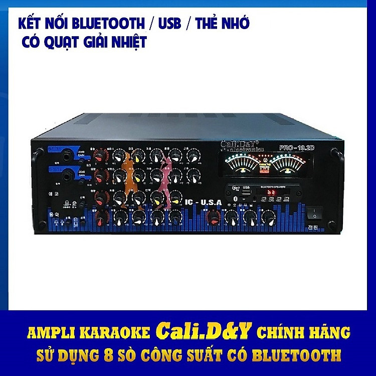Amply Karaoke USB Bluetooth Nghe Nhạc Cali.D&Y PRO-192D Hàng chính hãng