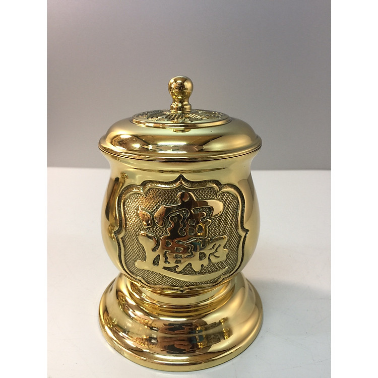 Đồ thờ cúng bằng đồng, Choé nước (Đài nước) chất liệu đồng vàng M009