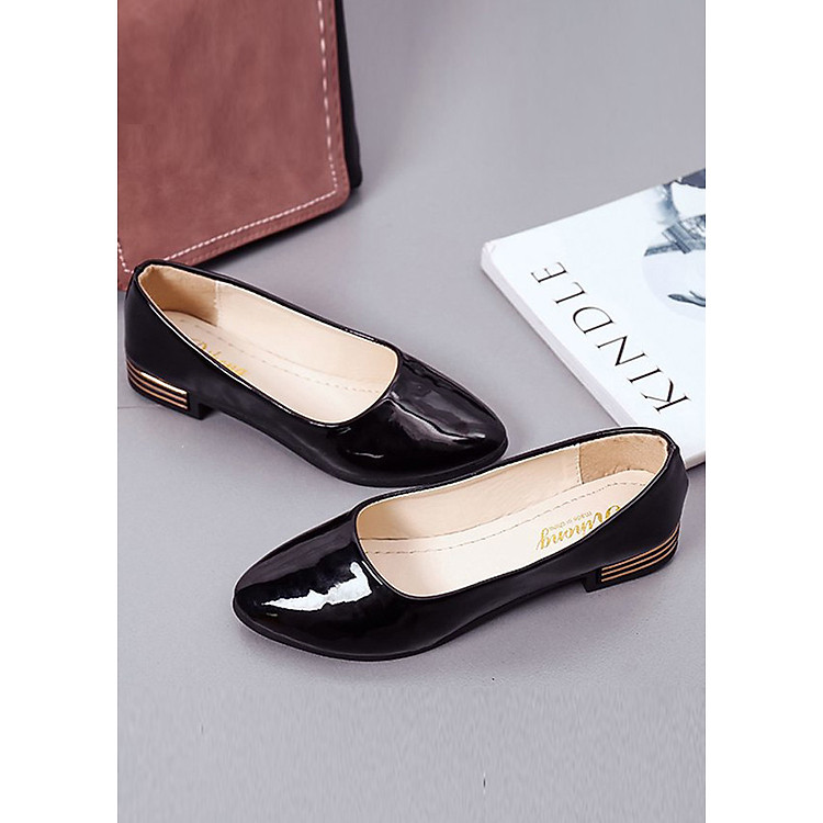 Giày búp bê có gót nữ ,chất liệu Pu bóng mềm không đau chân 9600304