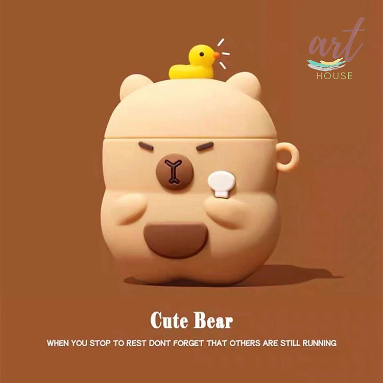 Ốp Case dành cho Airpods 1,2/ Airpods Pro/ Airpods Pro 2/ Airpods 3/ Hình Capybara đội Vịt_ Hàng chính hãng