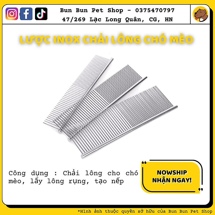 Lược inox chải lông cho chó mèo