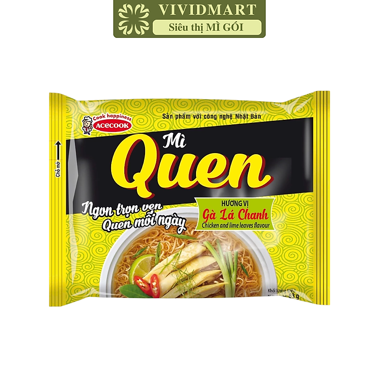 ACECOOK - Mì Quen hương vị Gà lá chanh, Acecook mì quen Gà lá chanh Acecook mì Queen Acecook (82g/gói)