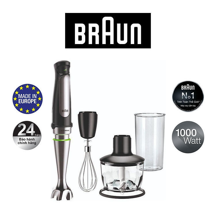Máy xay cầm tay Braun MQ 7035X – Công suất 1000W - Sản xuất tại Châu Âu, hàng chính hãng