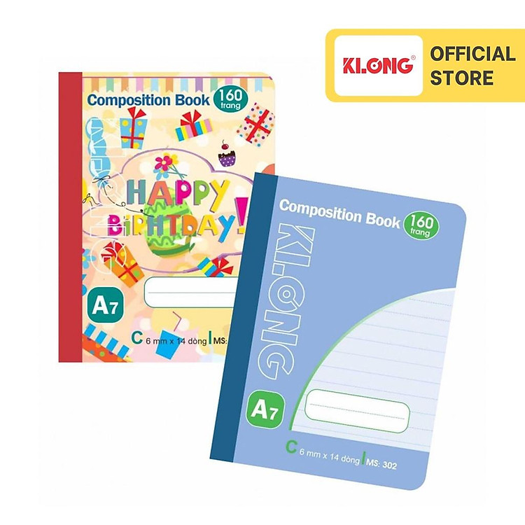 Sổ Kẻ Ngang May Dán Gáy Composition Book KLONG A7 (160 trang)