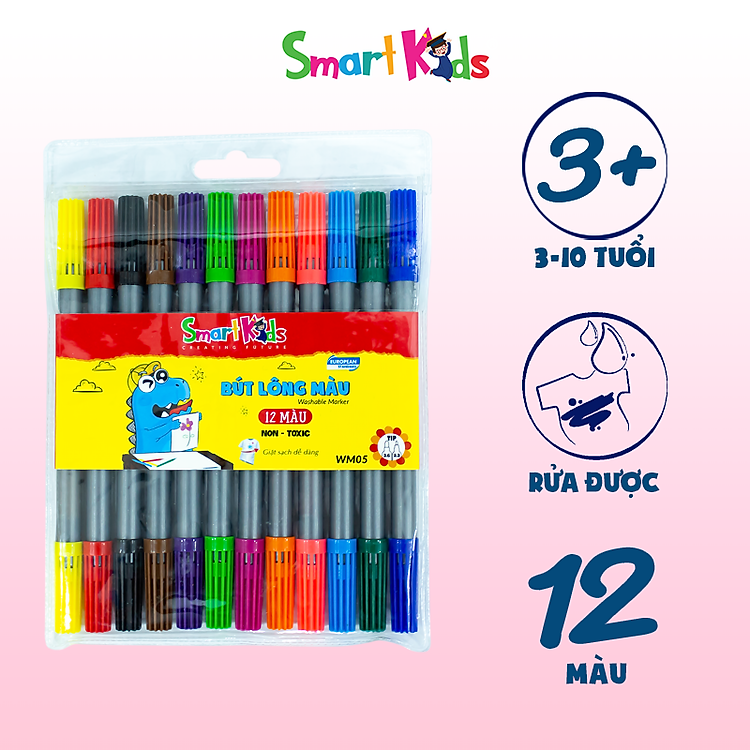 Bút lông màu rửa được hai đầu Smartkids WM05 (12 màu)