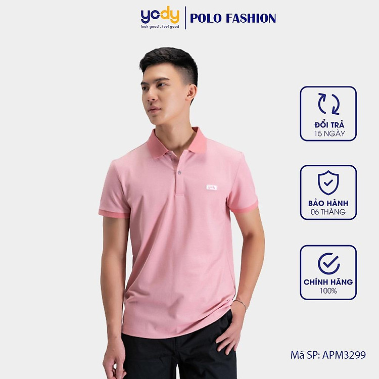 Áo polo nam YODY Chất liệu Pique mắt chim bền màu, co giãn tốt, đàn hồi - APM3299
