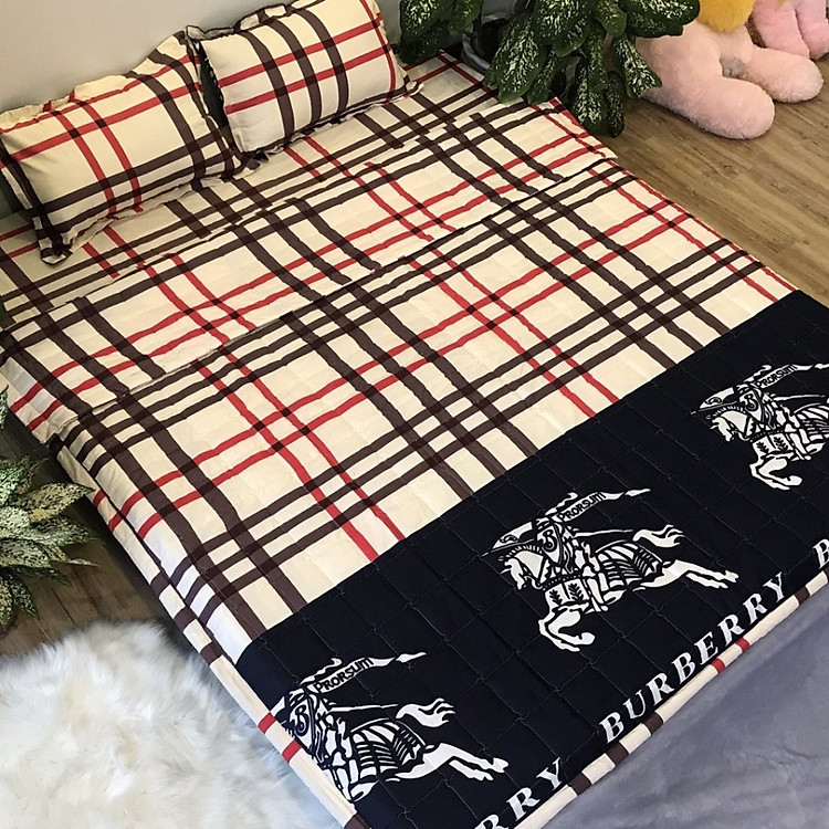 Chăn hè Cotton Poly - Kẻ Vàng - Tặng kèm 1 móc khóa Houston