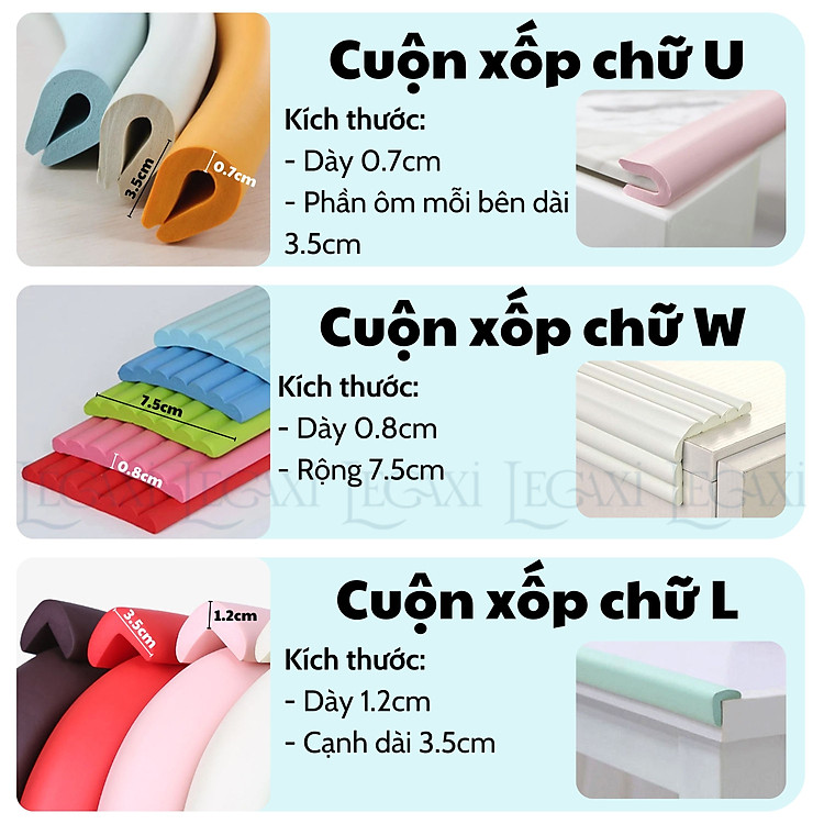Cuộn Xốp Bọc Cạnh Bàn 2 Mét Legaxi Chính hãng Tiết kiệm - Hình ảnh 4