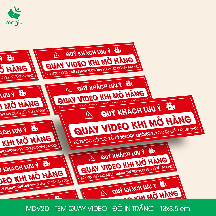Tem chú ý quay video (50 chiếc) - Đỏ in trắng (13x3,5 cm) - Ảnh 3