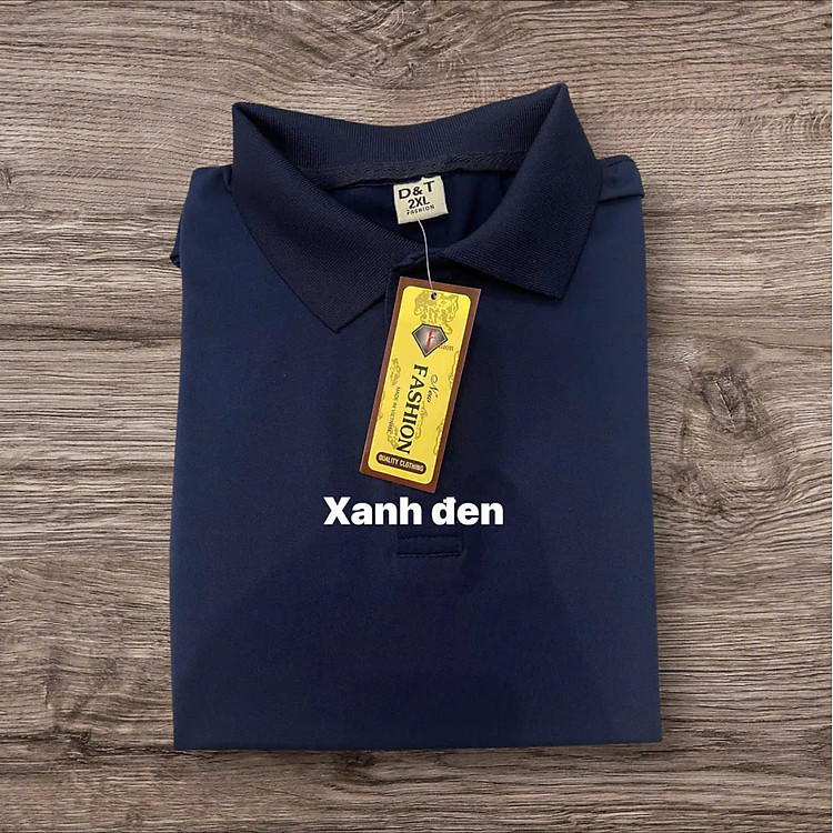 Áo Thun Có Cổ Nam Nữ Vải Cá Sấu Poli Thái Co Giãn 4 Chiều Màu Xanh Dương