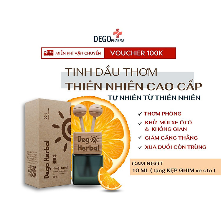Tinh Dầu Thiên Nhiên Cao Cấp Thơm Phòng, Thư Giãn Dego 10ml - Tặng kèm que khuếch tán