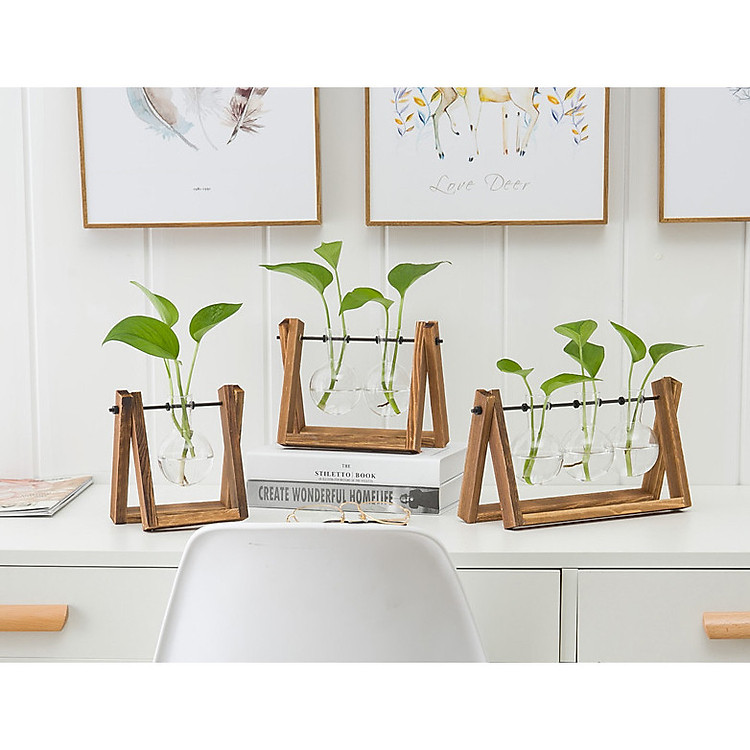 Set kệ gỗ kèm lọ hoa nhiều kích thước L24