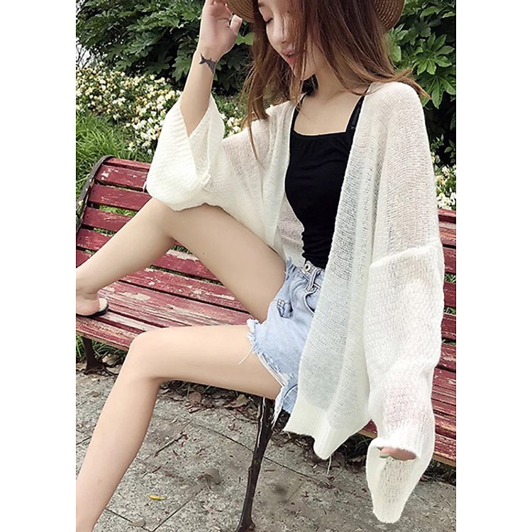 Áo carddigan len lưới mỏng phong cách Hàn Quốc