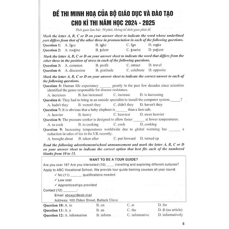 36 Bộ Đề Tiếng Anh Theo Cấu Trúc Đề Minh Họa Kì Thi 2025 Luyện Thi THPT Quốc Gia - Ảnh 3