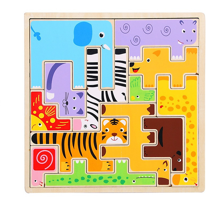 Đồ chơi bằng gỗ mô hình ghép các con vật cho bé