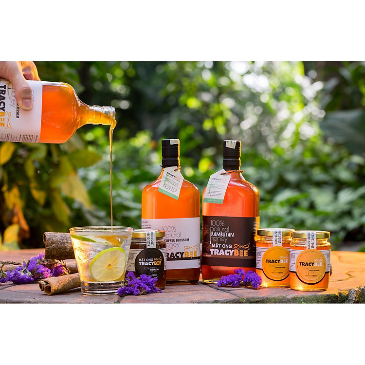TracyBee-Combo 2 chai mật hoa cafe tặng 1 lọ mật hoa cafe+1 lọ mật hoa chôm chôm+1 lọ phấn hoa