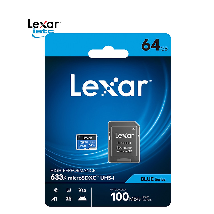 Thẻ nhớ MicroSD Lexar 32/64/128 GB Class 10, U1, V10, A1 633X Tốc Độ 100mb/s - Hàng Chính Hãng