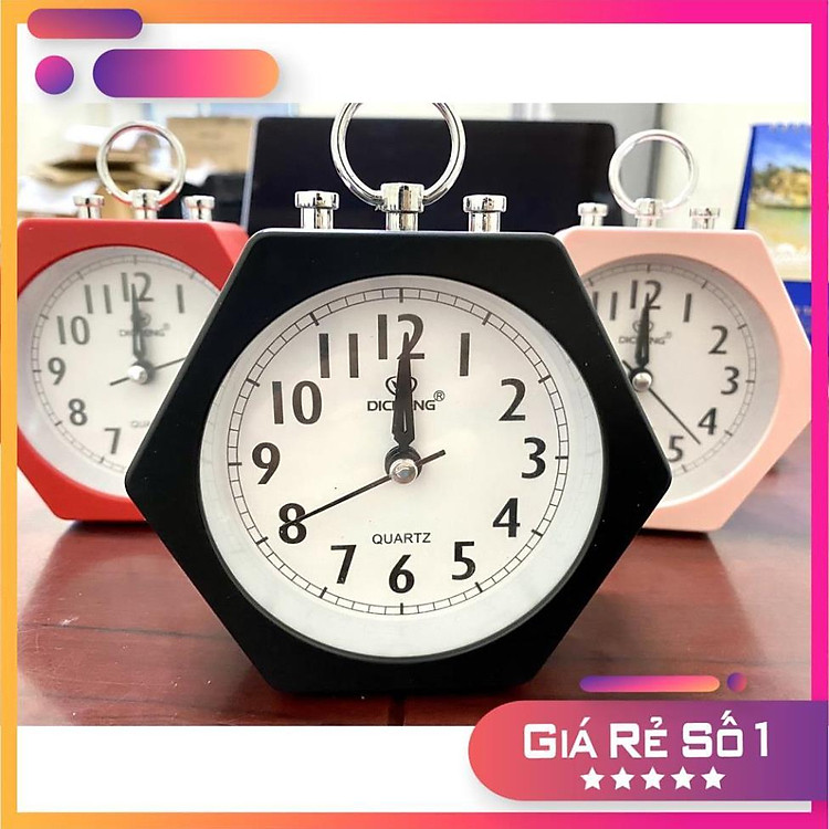 Đồng hồ trang trí để bàn - mẫu kim trôi, có báo thức + tặng kèm pin AA chính hãng