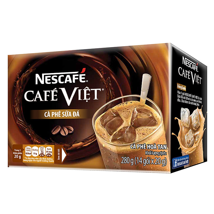 Hộp 14 Gói Nescafe Việt - Cà Phê Sữa Đá (20g)