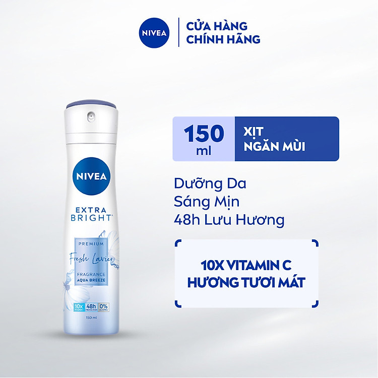 XỊT NGĂN MÙI NIVEA DƯỠNG SÁNG HƯƠNG NƯỚC HOA TƯƠI MÁT 150ML